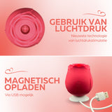 Erodit Siliconen luchtdruk vibrator Rood/Roze, usb oplaadbaar