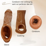 Realistische penis condoom sleeve met cockring