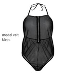 Sexy zwarte bodystocking Plus size maten S - 5XL