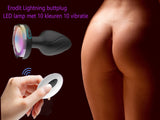 Erodit Lightning buttplug 10 vibratie en licht standen met afstandsbediening
