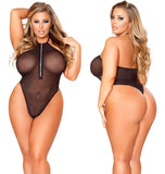 Sexy zwarte bodystocking Plus size maten S - 5XL